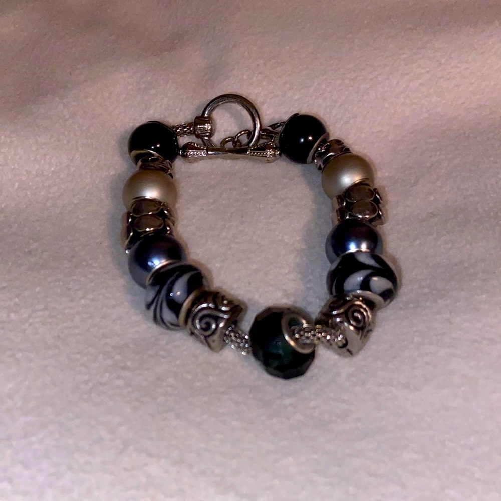 Sterling silver blue charm bracelet